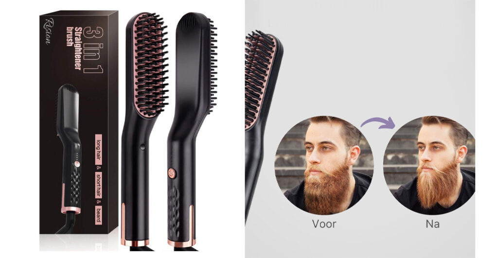 Elektrische 3 in 1 haarborstel - baardborstel en stijltang
